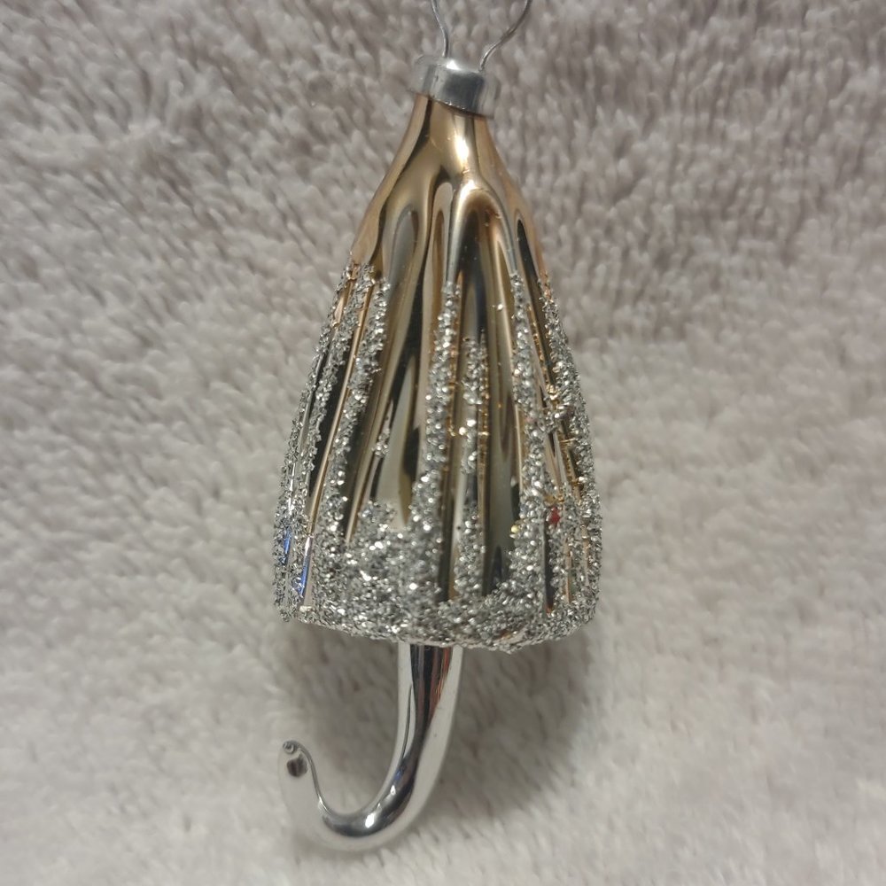 Vintage Blown Glass Fluted UMBRELLA Parasol Christmas Ornament Germany